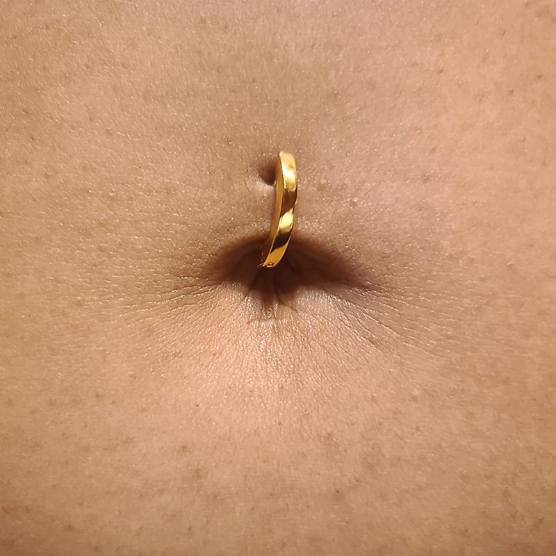 MODRSA Silver Gold Belly Button Ring for Women Clicker Hoop Belly Rings Opal Navel Piercing Jewelry Dangle Hypoallergenic Surgical Steel Dainty Dangling Navel Rings for Women - Image 3
